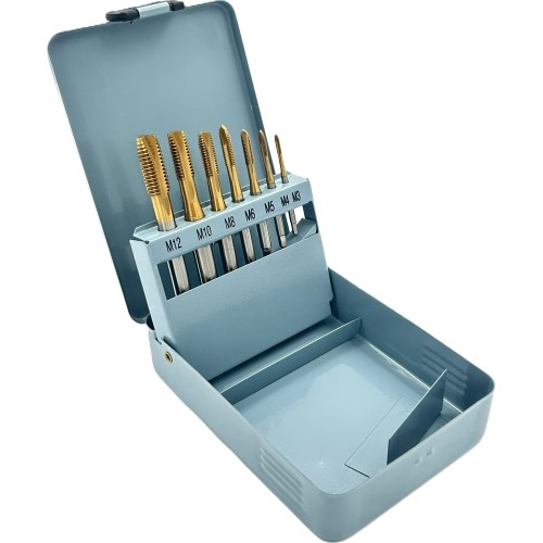 Sriegiklių rinkinys M3-M12 HSS M35 su TiN danga (7vnt)