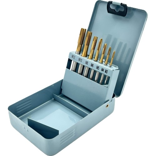 Sriegiklių rinkinys M3-M12 HSS M35 su TiN danga (7vnt)