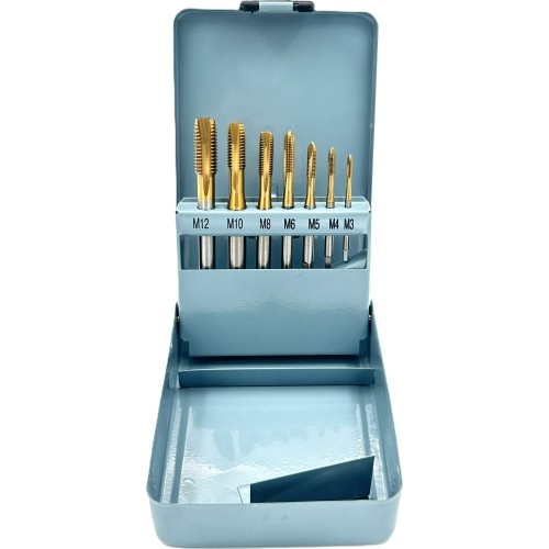 Sriegiklių rinkinys M3-M12 HSS M35 su TiN danga (7vnt)