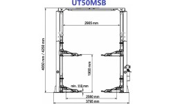 Two post clear floor type lift with single side lock release(asymetric columns) 5t, 380V