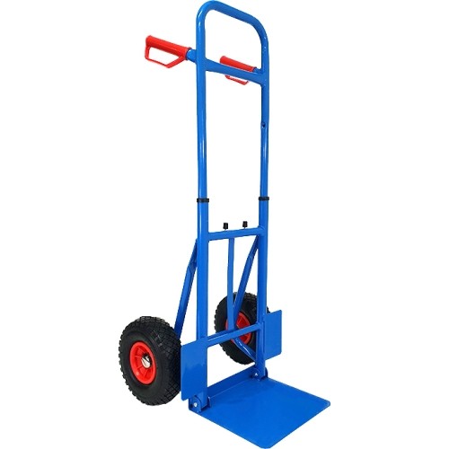 Folding transport trolley with a platform and a handy handle