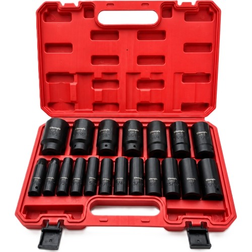 Smūginių galvučių rinkinys 1/2'' (3/8"-1"-1/2")(19vnt)(Colinė sistema)