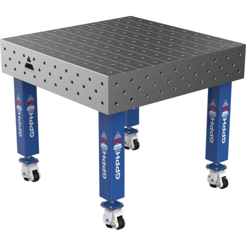 Welding table PRO 15 mm - 1000x1000mm - Φ16 - 100x100mm - On wheels