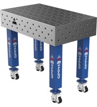 Welding table PRO 15 mm - 1000x600mm - Φ16 - 100x100mm - On wheels