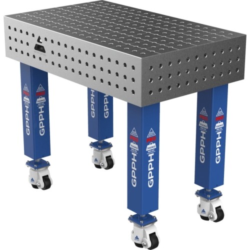 Welding table PRO 15 mm - 1000x1000mm - Φ16 - 50x50mm - On wheels