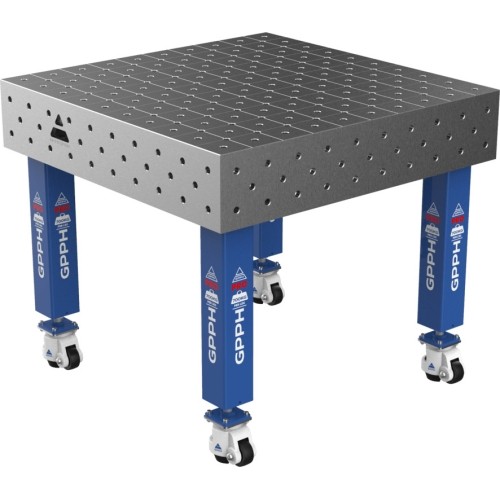 Welding table PRO 15 mm - 1000x1000mm - Φ16 - Diagonal - On wheels