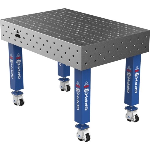 Welding table PRO 15 mm - 1200x800mm - Φ16 - Diagonal - On wheels