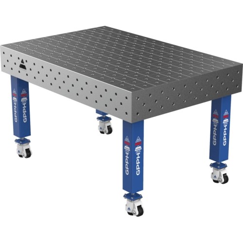 Welding table PRO 15 mm - 1500x1000mm - Φ16 - Diagonal - On wheels