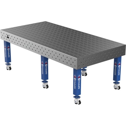 Welding table PRO 15 mm - 2400x1200mm - Φ16 - Diagonal - On wheels