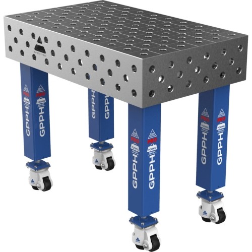 Welding table PRO 15 mm - 1000x600mm - Φ28 - Diagonal - On wheels