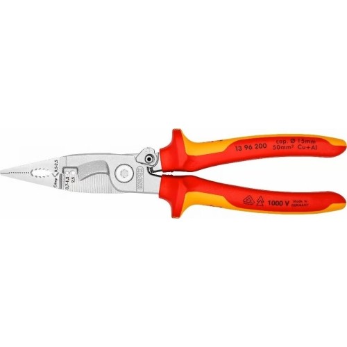Replės elektros instaliacijos darbams VDE 200mm KNIPEX