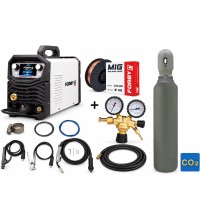 Pusautomačio KOMPLEKTAS FORBY® MIG 200PT LCD pulse (200A - 60%) (sinergetinis) + CO2 balionas 8l su priedais