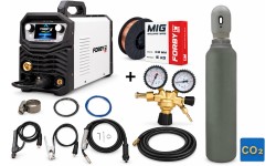 Pusautomačio KOMPLEKTAS FORBY® MIG 200PT LCD pulse (200A - 60%) (sinergetinis) + CO2 balionas 8l su priedais