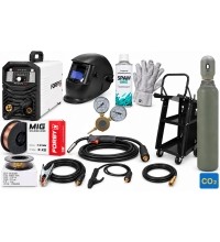 SUPER PASIŪLYMAS! Pusautomačio KOMPLEKTAS FORBY® MIG 210FX LED (sinerginis) + CO2 balionas 8l su priedais