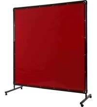 Welding safety curtain with frame, 1.80 x 1.80 m - Red