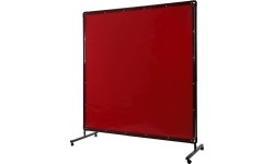 Welding safety curtain with frame, 1.80 x 1.80 m - Red