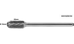 Long carbide rotary burr shape C ball nosed cylinder (WRC) Ø 16mm