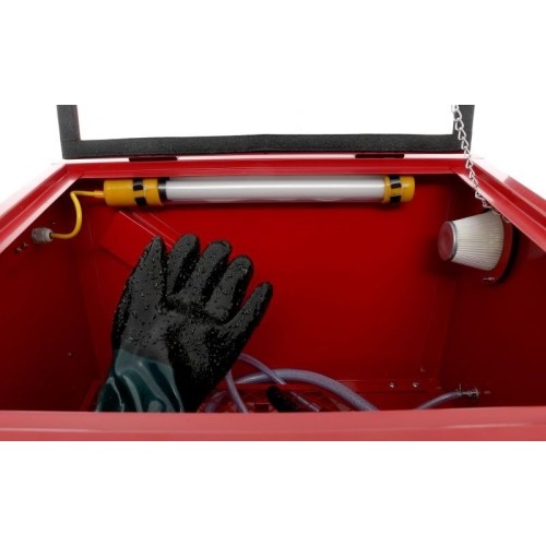 Vertical sandblaster, 90 L, with LED lighting