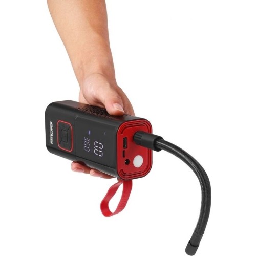 Cordless air compressor, 85 W, 10 bar, with LCD screen and LED flashlight