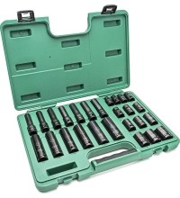 1/2" Prailgintų ir trumpų smūginių galvučių rinkinys (10-24mm)(26vnt) (plonasienės)