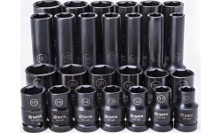 1/2" Dr. Thin wall standard & deep impact socket set (10-24mm)(26pcs)