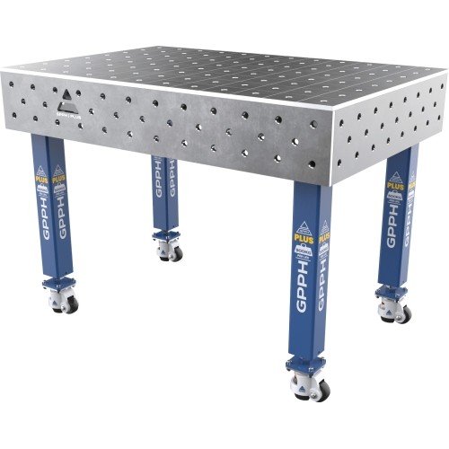 Welding table PLUS 12 mm - 1200x800mm - Φ16 - 100x100mm - On wheels
