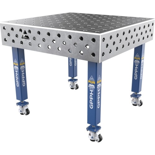 Welding table PLUS 12 mm - 1000x1000mm - Φ28 - 100x100mm - On wheels