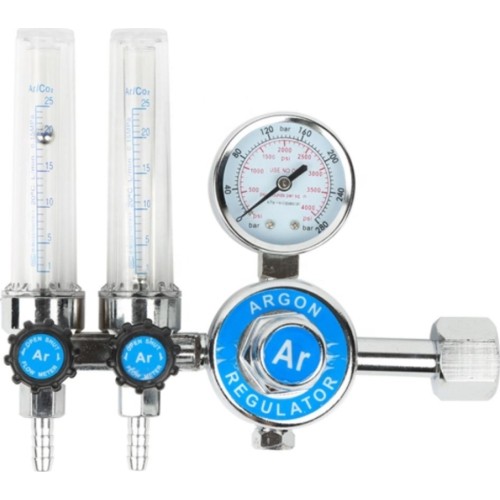 Dujų reduktorius HORNEC® Argon/CO₂ su dviem rotametrais (EURO veržlė W21.8)