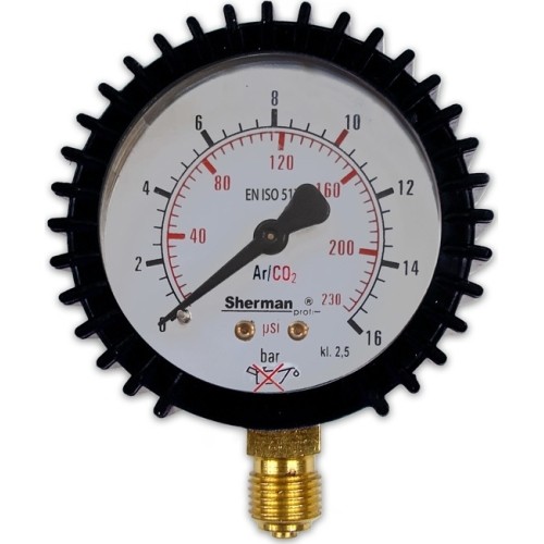 Pressure gauge ⌀ 63mm for TURBO Argon/CO₂ reducer (MIX) - Working 16 bar - M12x1.5 RH