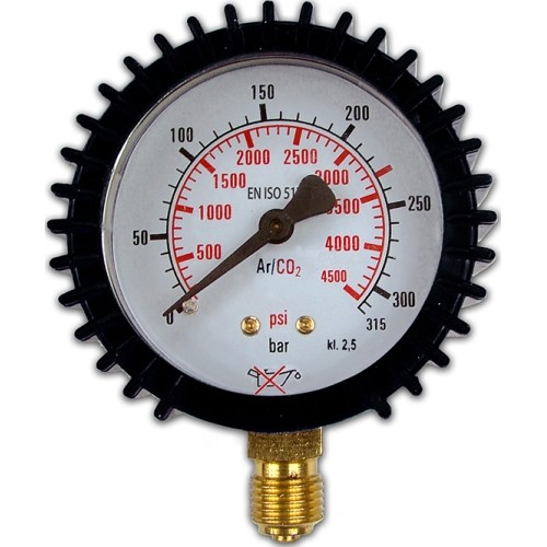 Pressure gauge ⌀ 63mm for TURBO Argon/CO₂ reducer (MIX) - Cylinder 315 bar - M12x1.5 RH