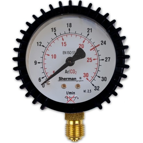 Pressure gauge ⌀ 63mm for TURBO Argon/CO₂ reducer (MIX) - Working - flow rate 32l/min - M12x1.5 RH