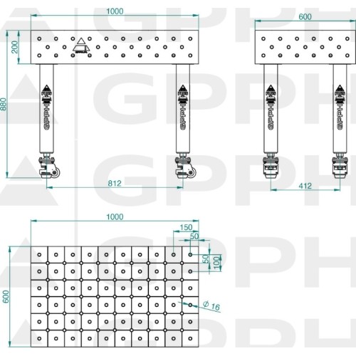 Suvirinimo stalas PLUS INOX 12 mm - 3000x1480mm - PLUS INOX